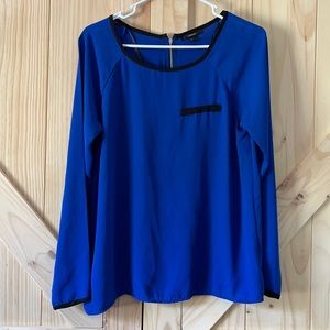 Blue zipper back blouse